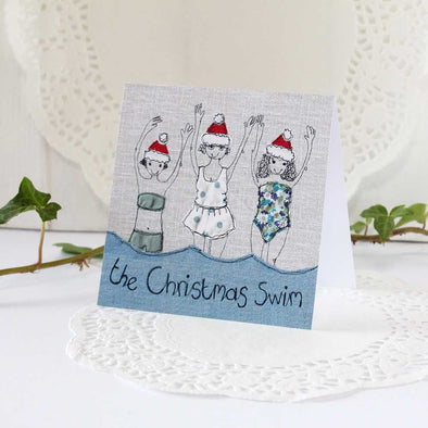 pack of 5 Christmas cards in Christmas swim design