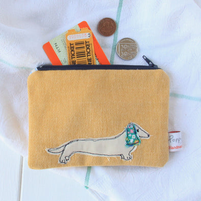 dachshund embroidered medium useful purse – Poppy Treffry