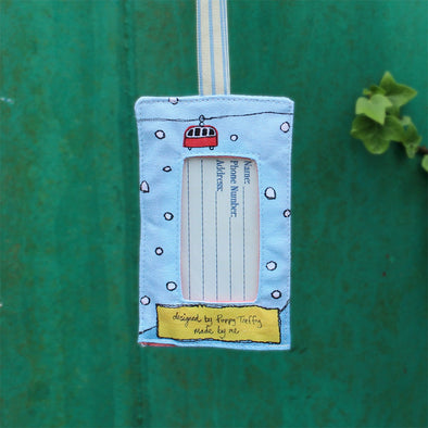 snowy mountains luggage tag sewing project
