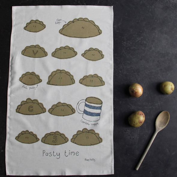 pasty time towel, cornish traditional gift idea, decoration ideas