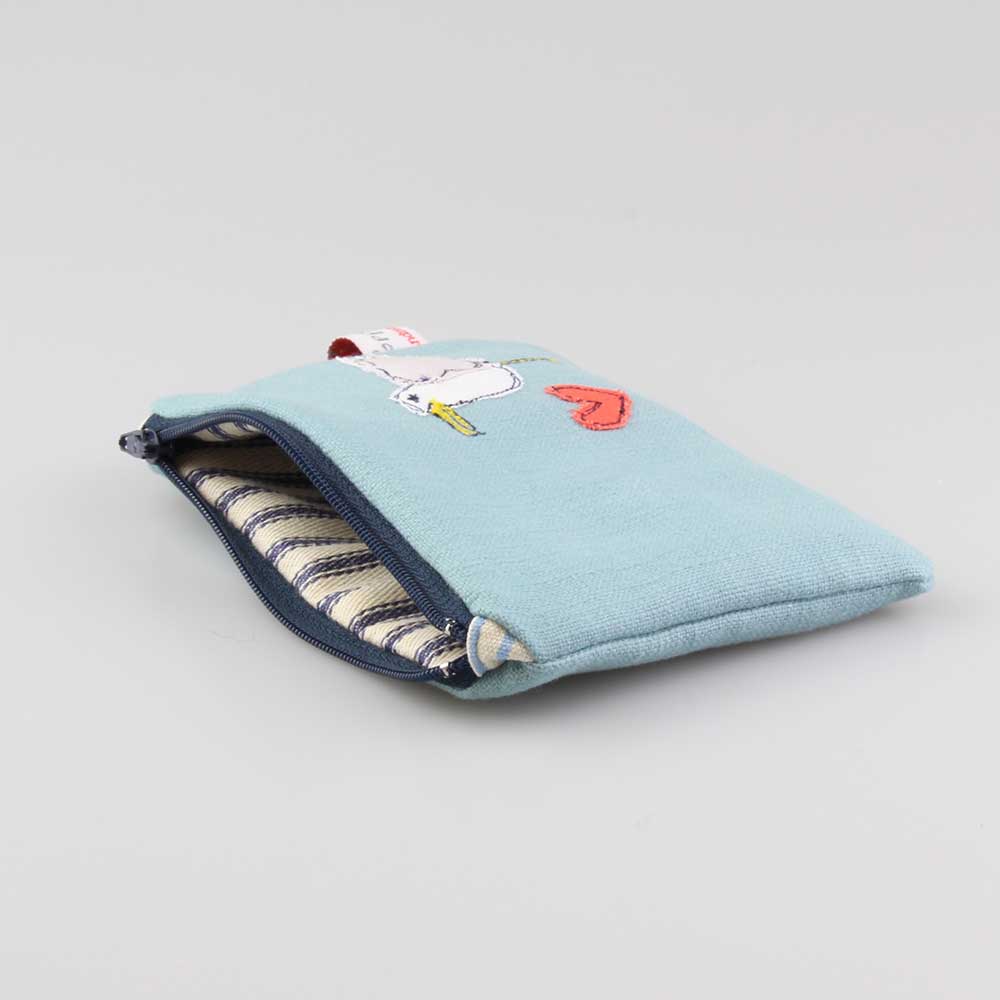 cheeky seagull embroidered medium coin purse