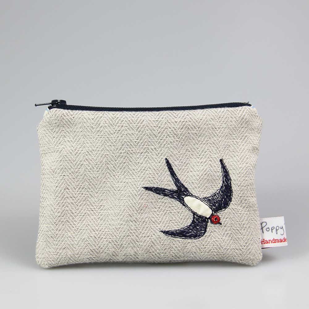 swallow embroidered medium coin purse