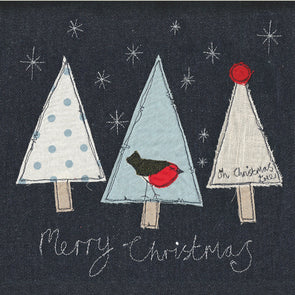 pack of 5 Christmas cards in trees design